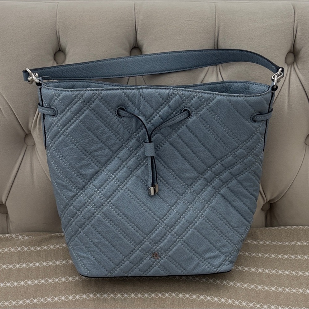 Ralph Lauren Slate Blue Quilted Shoulder Bag